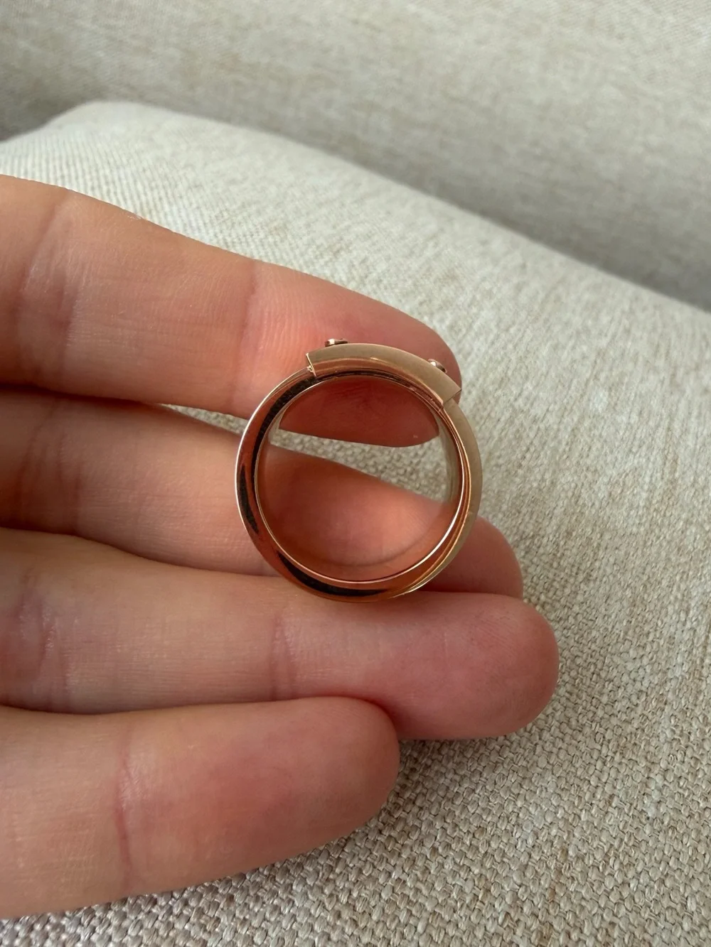 Michael Kors Rose Gold Wide Plate Ring with Screw Detail